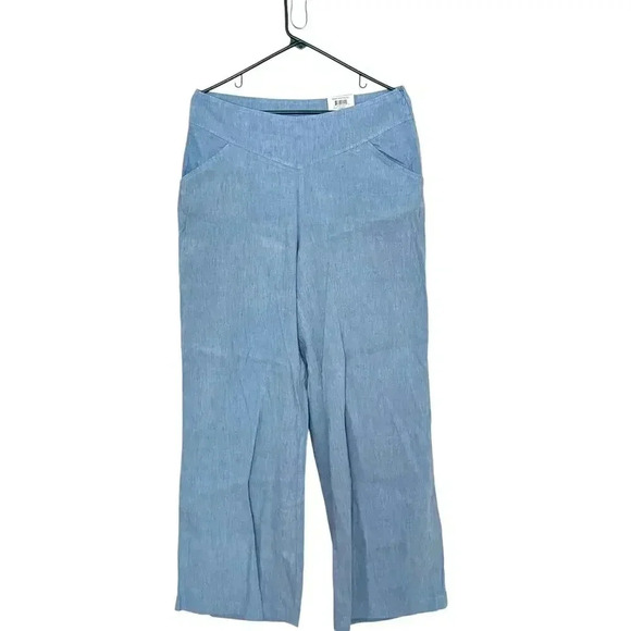 INC International Concepts blue linen blend wide leg Pants Chambray 8 - Picture 1 of 16